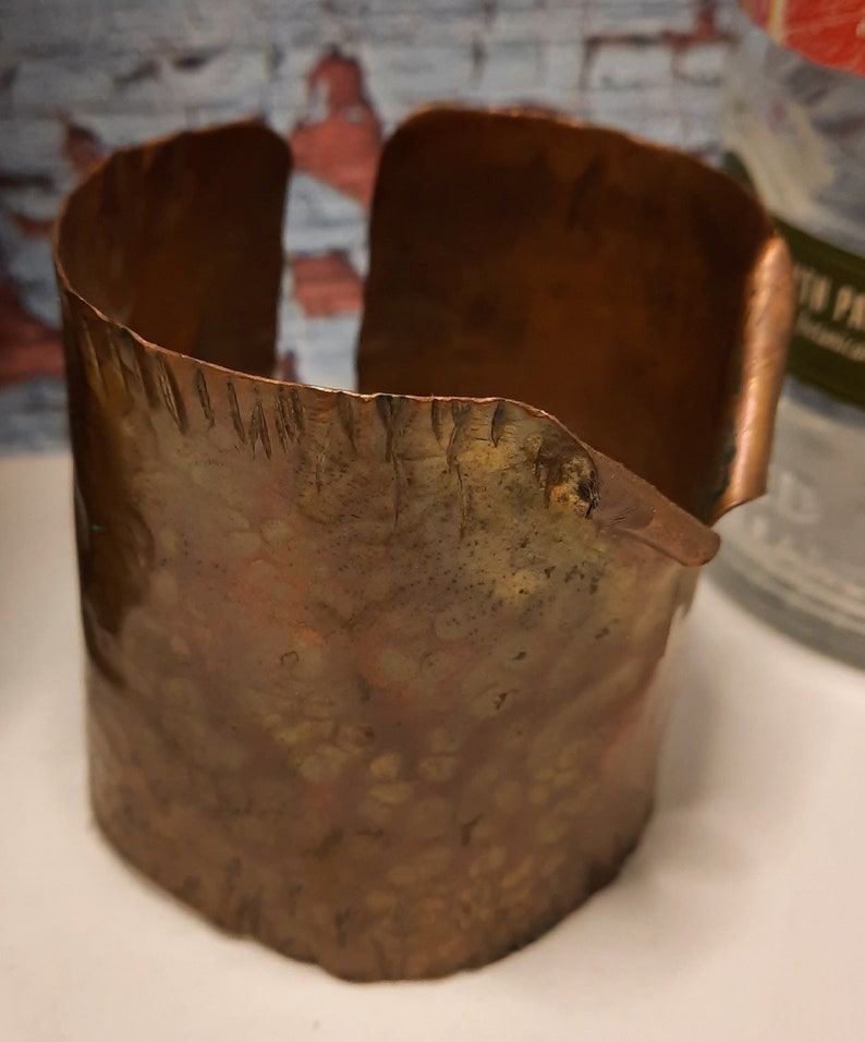 Torn Copper Cuff Brutalist Cuff Bracelet Fire painted Copper