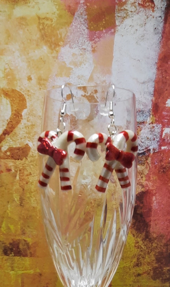 Sugar Plums Candy Cane Earrings