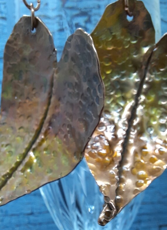 Forged Copper Leaves Earrings