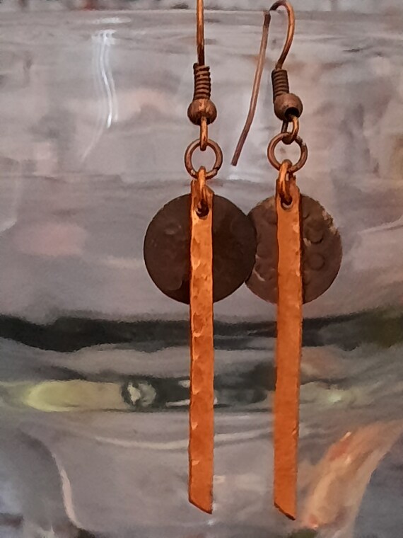 Simple copper dangle earrings