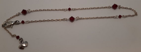 Sterling Silver and Swarovski Ankle Bracelet Siam Red