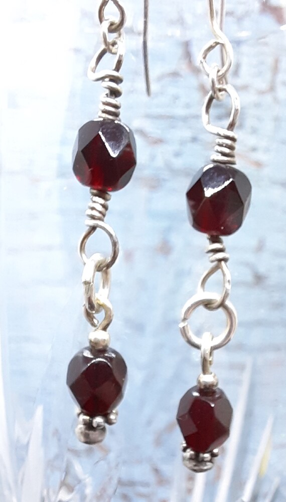 Sterling and Garnet Earrings