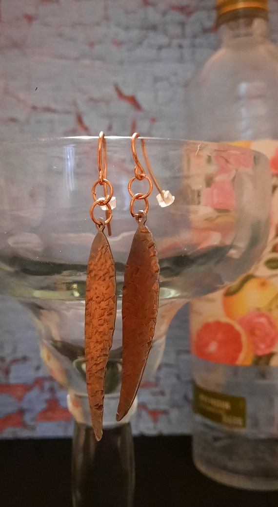 Hammered Copper Wing Earrings