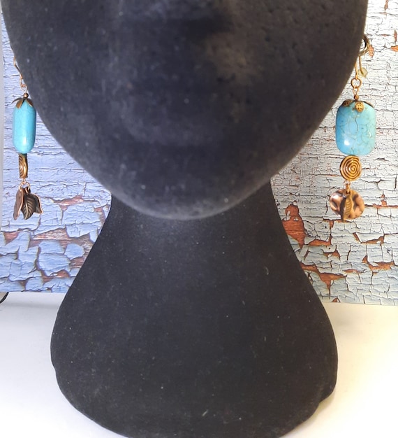 Magnesite and Copper Statement Earrings