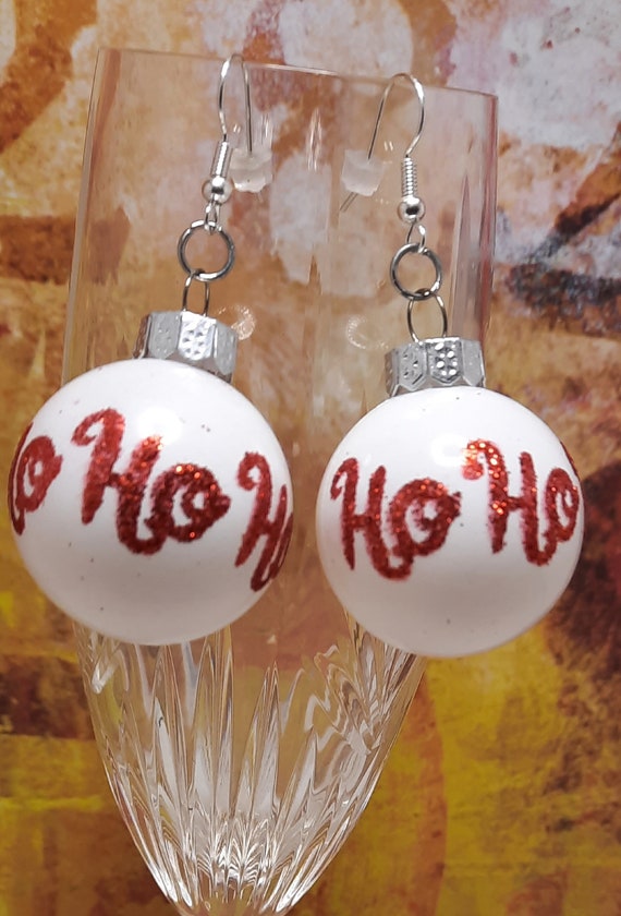 Santa Sayings Ball Ornament Earrings - Sugar Plums Christmas