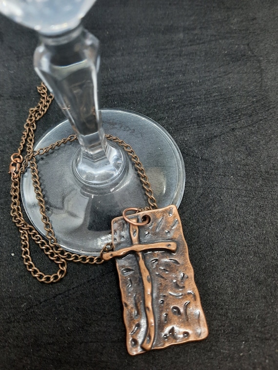 Bold Copper Cross Necklace - 17.5 inches