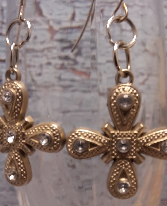 Maltese Cross Earrings - Sterling Wires