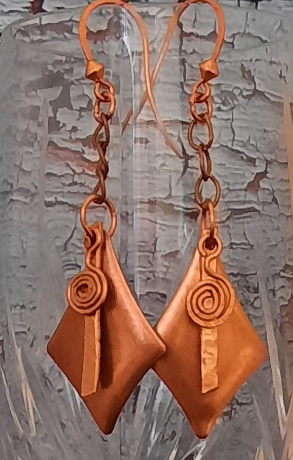 Copper geometric earrings