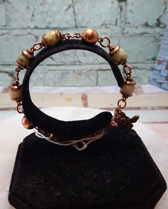 Copper and Moss Agate Bracelet with a toggle  11th Avenue Crystal Cottage