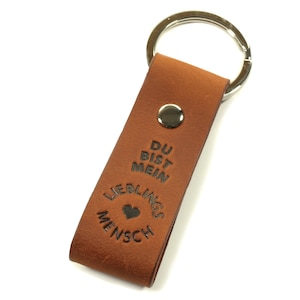 Schlüsselanhänger Du bist Mein Lieblingsmensch, Leder, Herz, Liebe, Geschenkbox, Geschenk für Männer Frauen Freund Freundin Kollegin