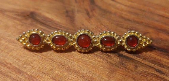 Granulated vermeil and carnelian replica brooch -… - image 2