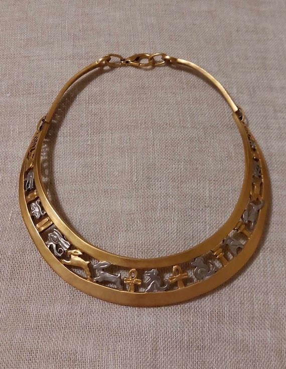 Egyptian Gold and Silver Necklace - Museum Reprod… - image 1