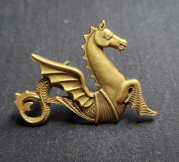Renaissance Mythical Winged Hippocampus Brooch - Museum Reproduction