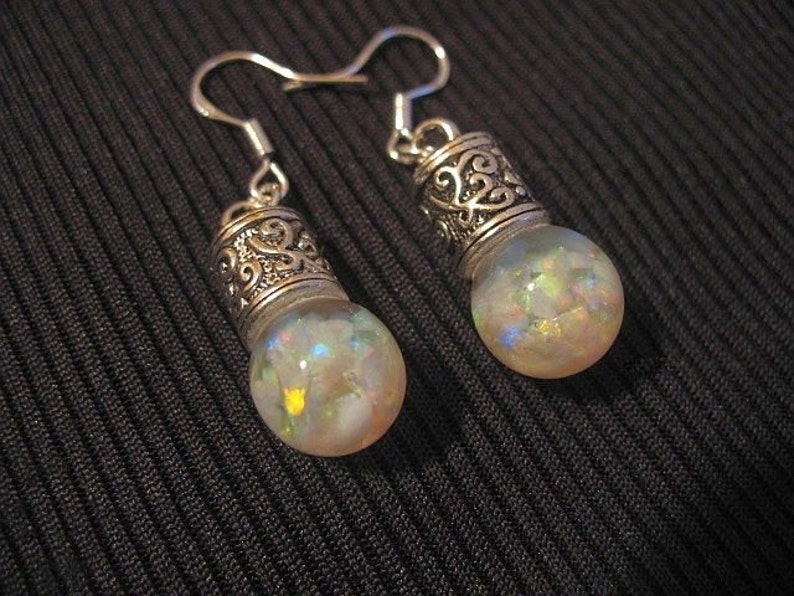 Floating Opal Earrings Glass Pendant Coober Pedy Opal Opal | Etsy