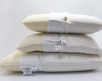 Natural Talalay Latex Pillow with 100% Organic Cotton Cover Protector, Hypoallergenic & Non-Toxic (GOTS Certified Cotton Cover)