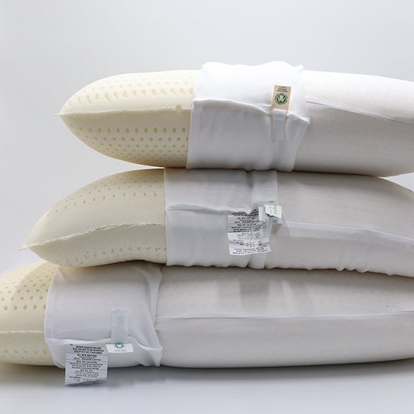 Natural Talalay Latex Pillow with 100% Organic Cotton Cover Protector, Hypoallergenic & Non-Toxic (GOTS Certified Cotton Cover)