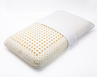 GOLS Certified Organic Latex Pillow with GOTS Certified Zippered Organic Cotton Cover - Pure and Healthy