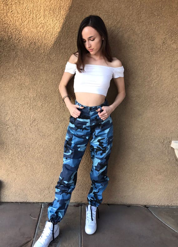 Blue Camo Pants// Army Pants// camoflauge pants// camo pants Etsy
