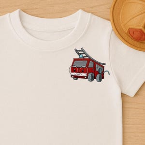 Bügelbild Feuerwehr – Feuerwehrauto Bügelpatch für Kinder | Aufbügler Feuerwehrmann | Patch für Kindergeburtstag als Mitgebsl
