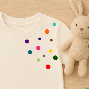 Bügelbild Punkte 12er Set – bunte Bügelpunkte für Fasching, Karneval & DIY / Aufbügler zum Abdecken von Waschlöchern + für Schultüten