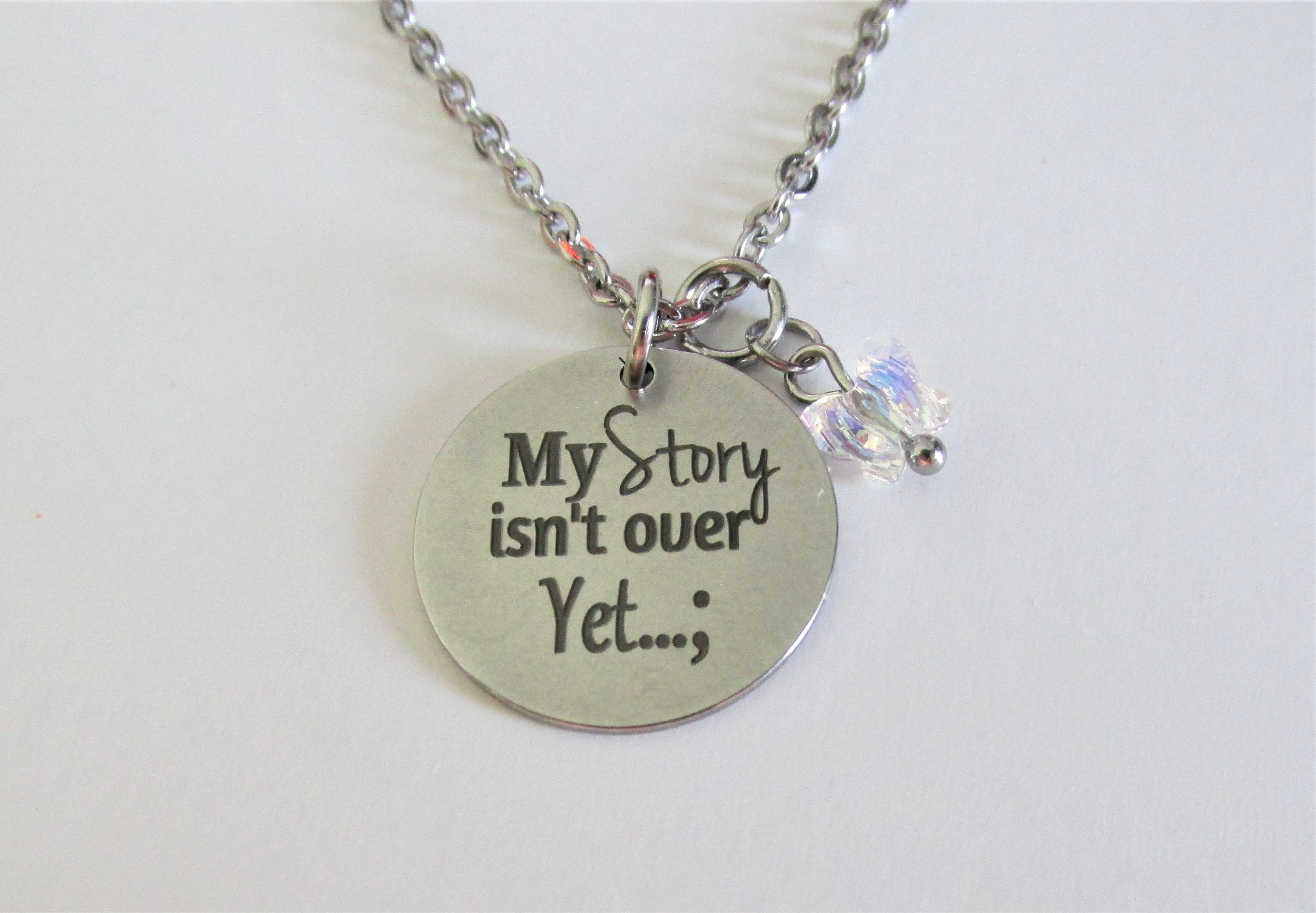 CENWA Semicolon Necklace - "My Story Isn't Over Yet" Warrior Mental Health Awareness Jewelry