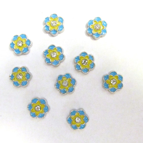 Blue and Yellow Flower Floating Charm for Floating Locket/ Memory Locket/Life Locket Charm, USA, Made in the United States