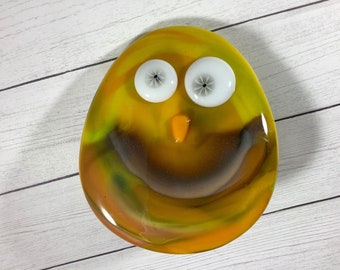 1 Yellow Easter Egg Fused Glass Plug In Brown Night Light