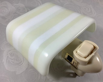 Neutral Stripes Fused Glass Plug In Night Light Outlet Sconce
