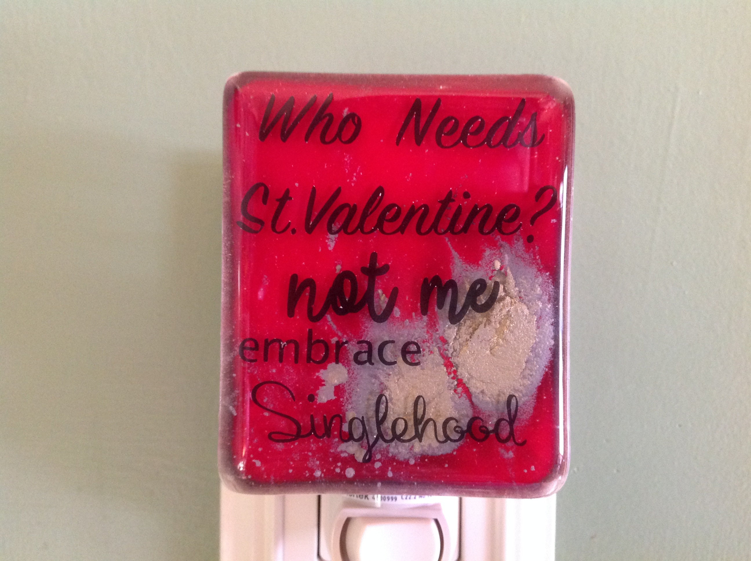 Singlehood Fused Glass Plug in Valentine Night Light SALE Etsy
