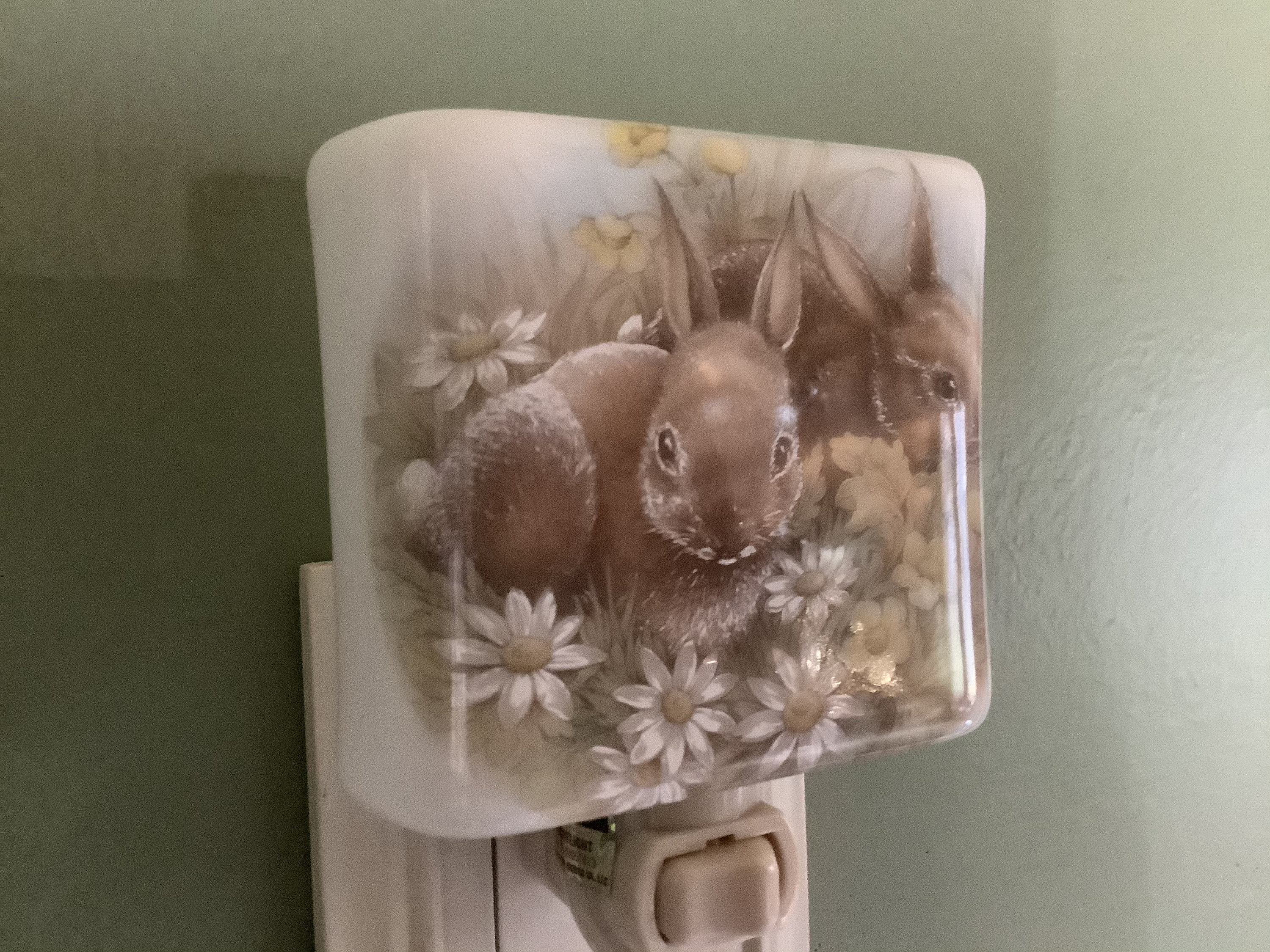 Bunnies Fused Glass Plug In Rabbit Night Light with Draped Etsy