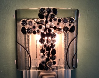 1 Spiritual Cross Fused Glass Plug In Night Light with Draped Sides Outlet Sconce