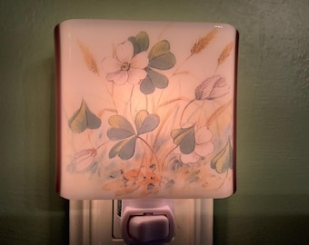 Floral Fused Glass Night Light, Wildflower Outlet Sconce