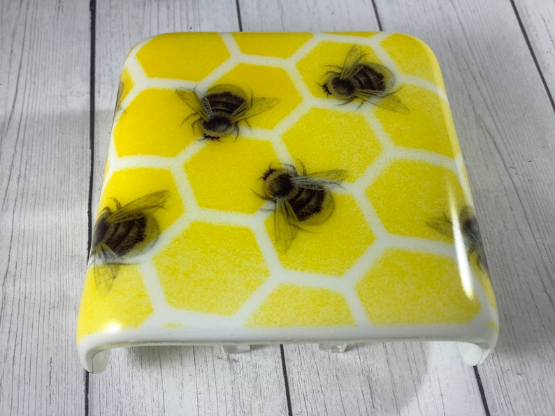 1 Busy Bees Fused Glass Plug In Night Light Outlet Sconce image 2