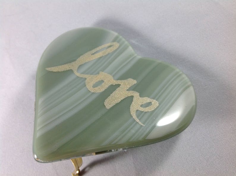 Heart of Love Sage Green Fused Glass Plug In Mother/'s Day Night Light SALE