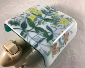 Wild Flowers Fused Glass Plug In Floral Night Light with Draped Sides Outlet Sconce