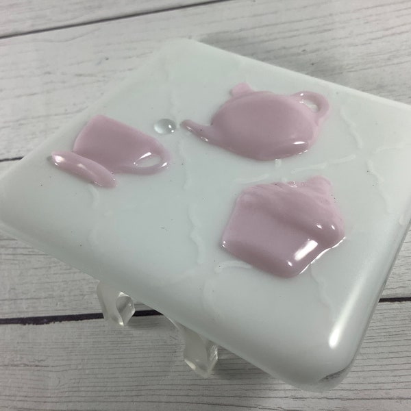 Tea Party Fused Glass Pink Plug In Night Light