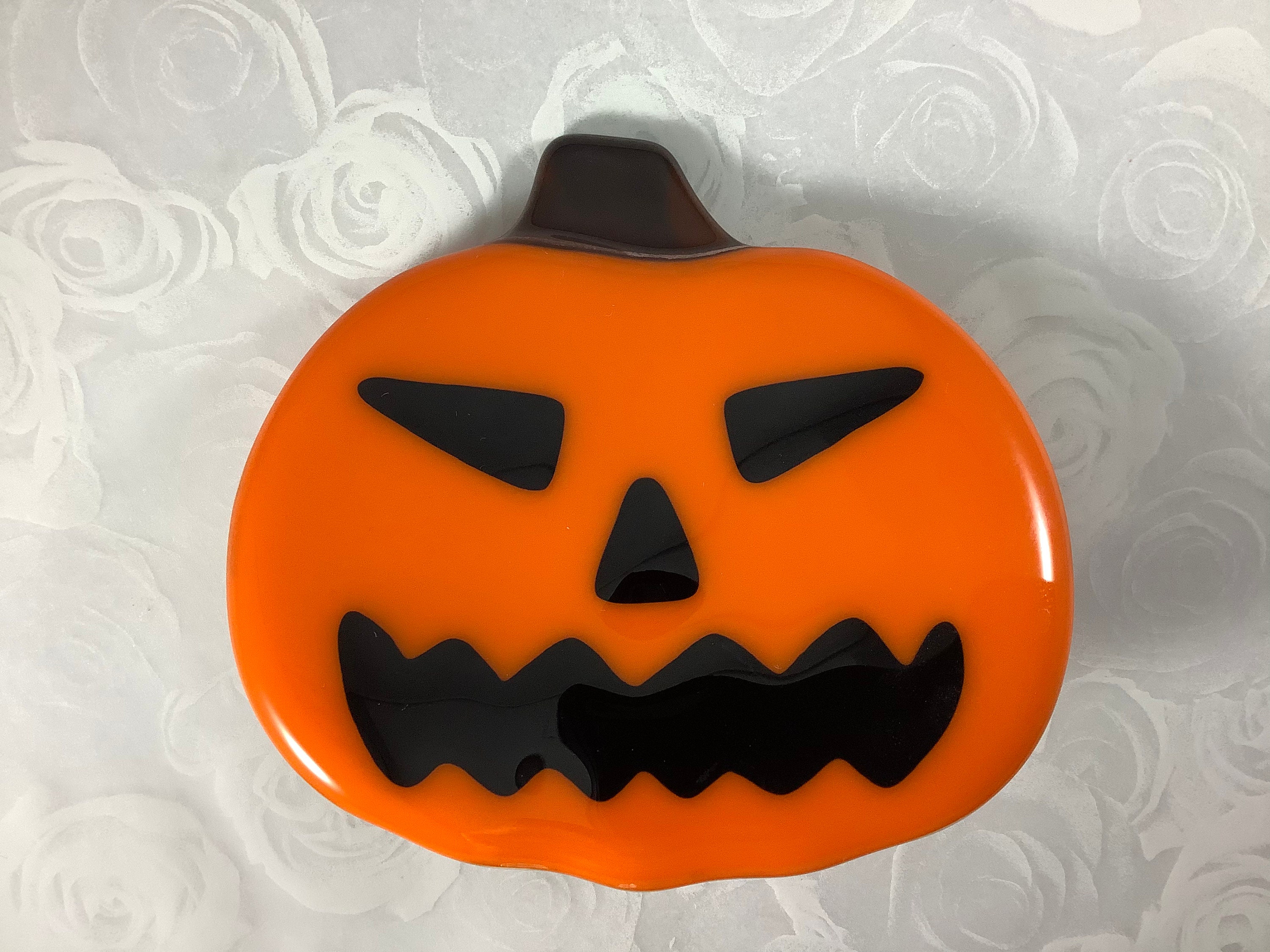 1 Jack O Lantern Fused Glass Plug in Pumpkin Night Light for Halloween ...