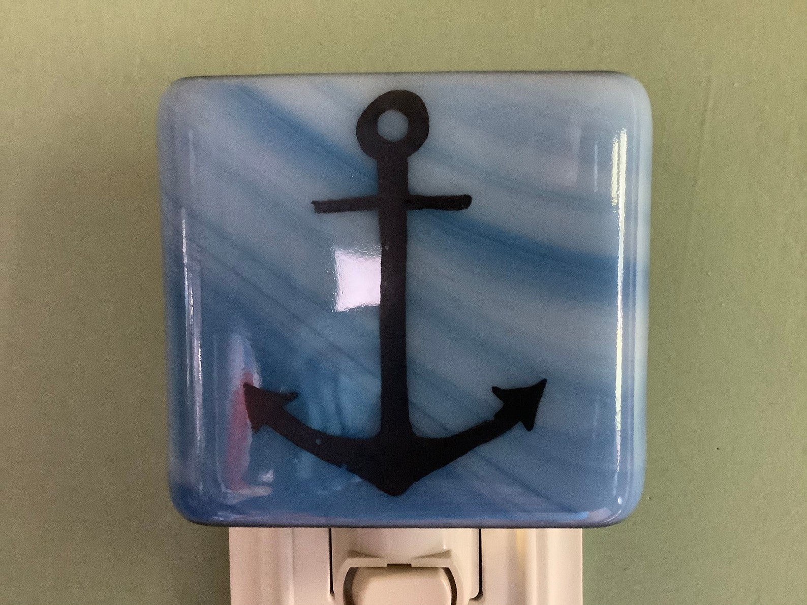 Anchor Fused Glass Plug in Nautical Night Light With Draped Etsy