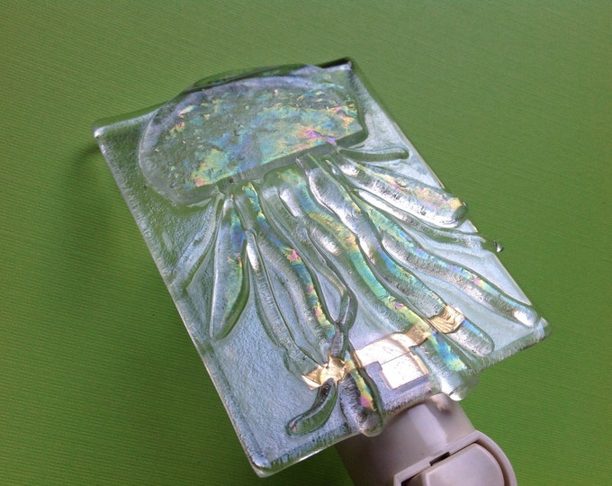 Fused Glass Jellyfish Night Light Etsy