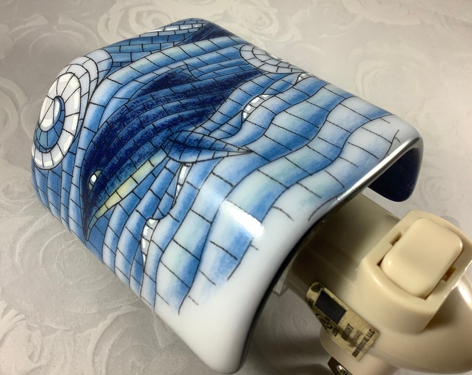 Dolphin Fused Glass Plug in Ocean Night Light With Draped Etsy