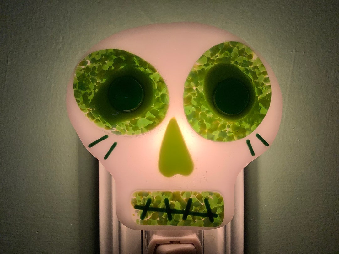 1 Skull Fused Glass Plug in Halloween Night Light Etsy