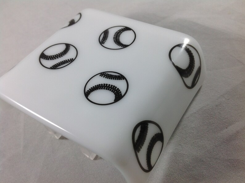 Baseball Fused Glass Plug in Night Light With Draped Sides Etsy