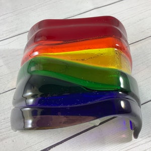 Rainbow Wave Fused Glass Plug In Night Light with Draped Curved Sides Outlet Sconce image 2