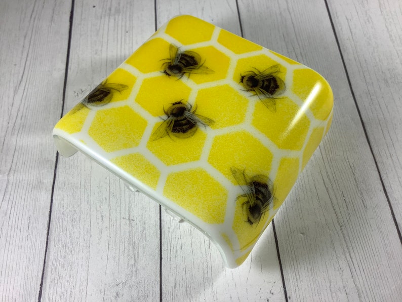 1 Busy Bees Fused Glass Plug In Night Light Outlet Sconce image 4