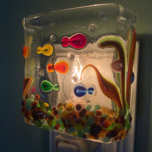 1 Fish Tank Fused Glass Night Light Plug In Wall Outlet Sconce with Murrini