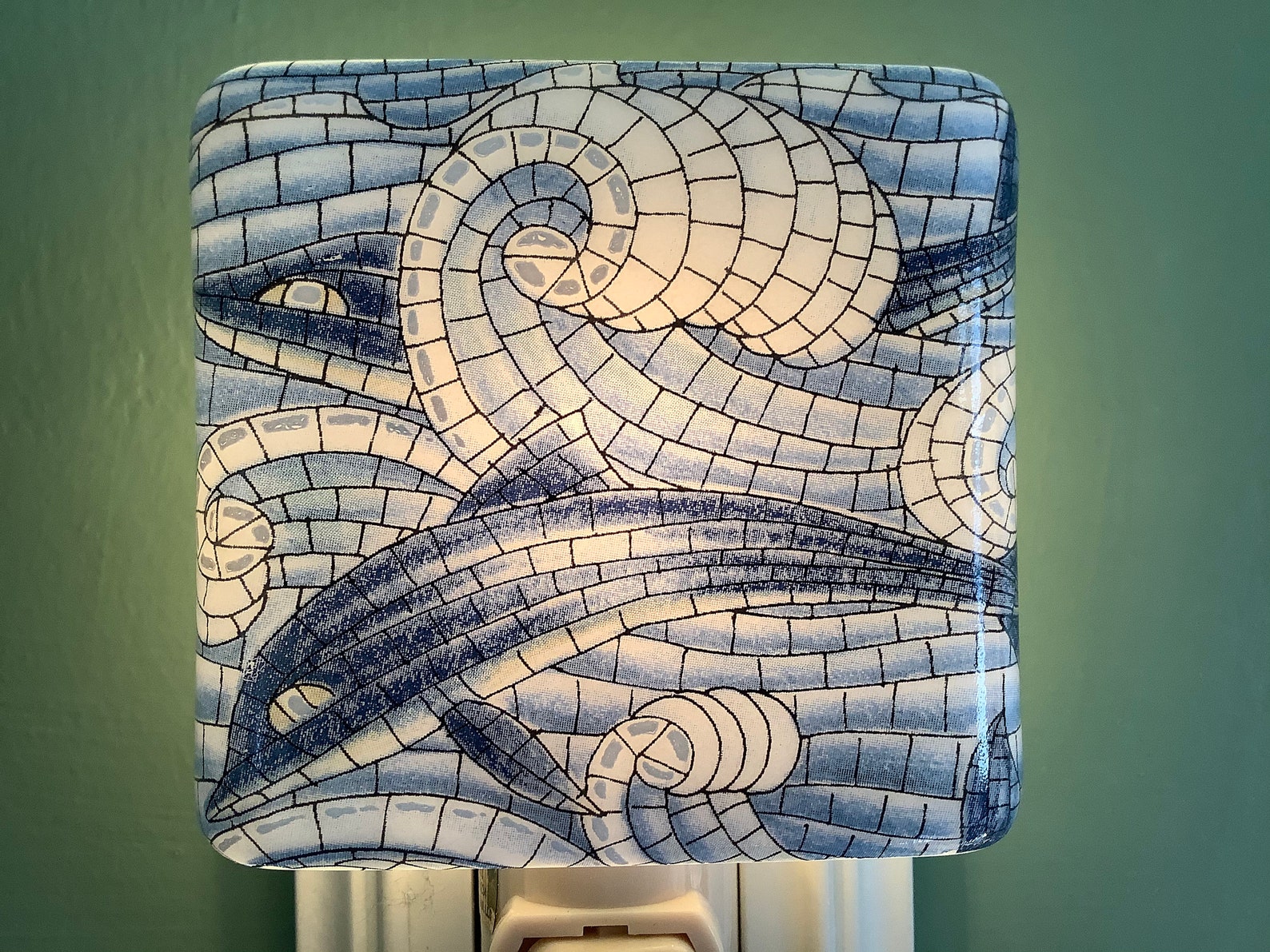 Dolphin Fused Glass Plug In Ocean Night Light with Draped Etsy