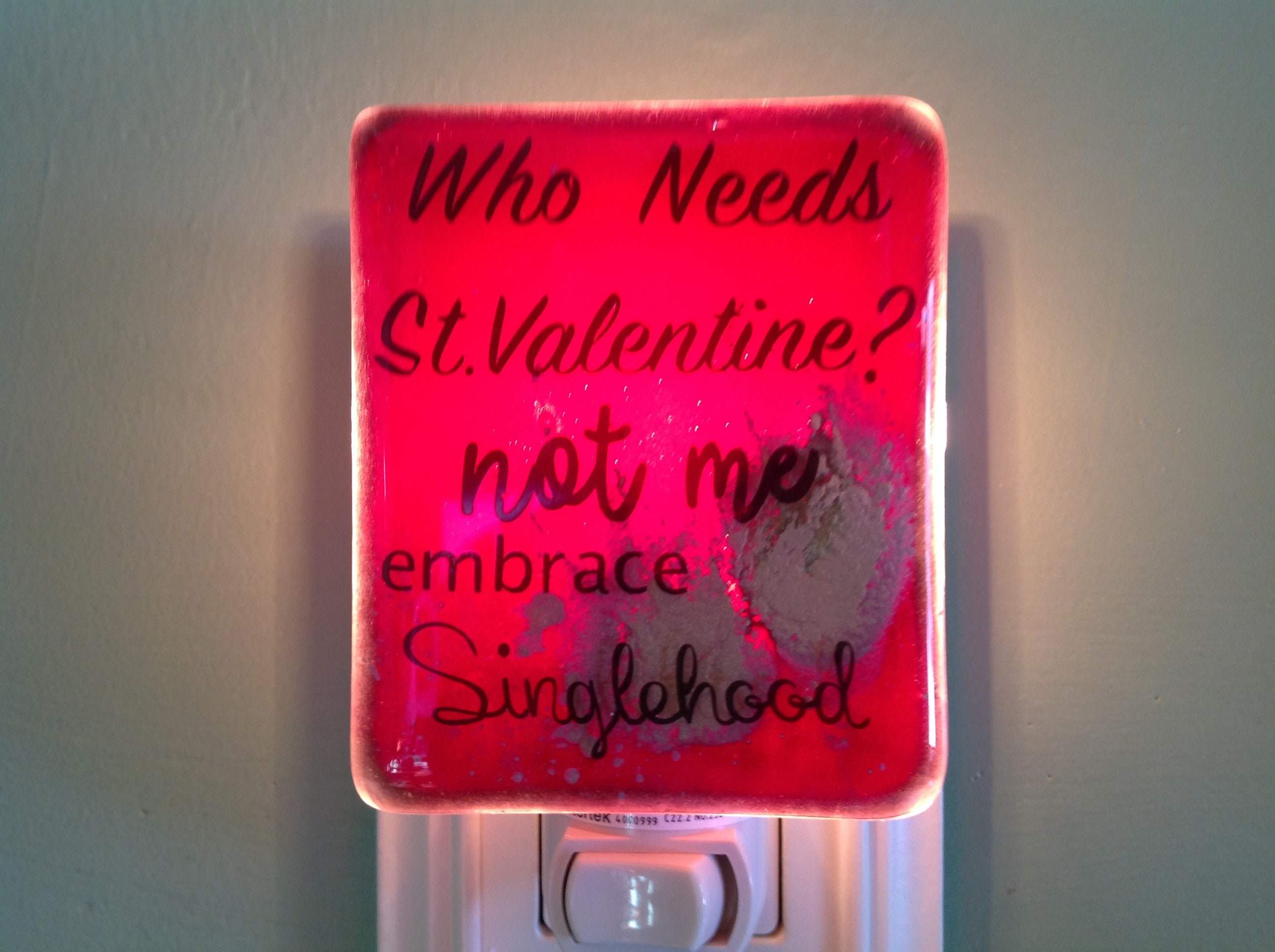Singlehood Fused Glass Plug in Valentine Night Light SALE Etsy