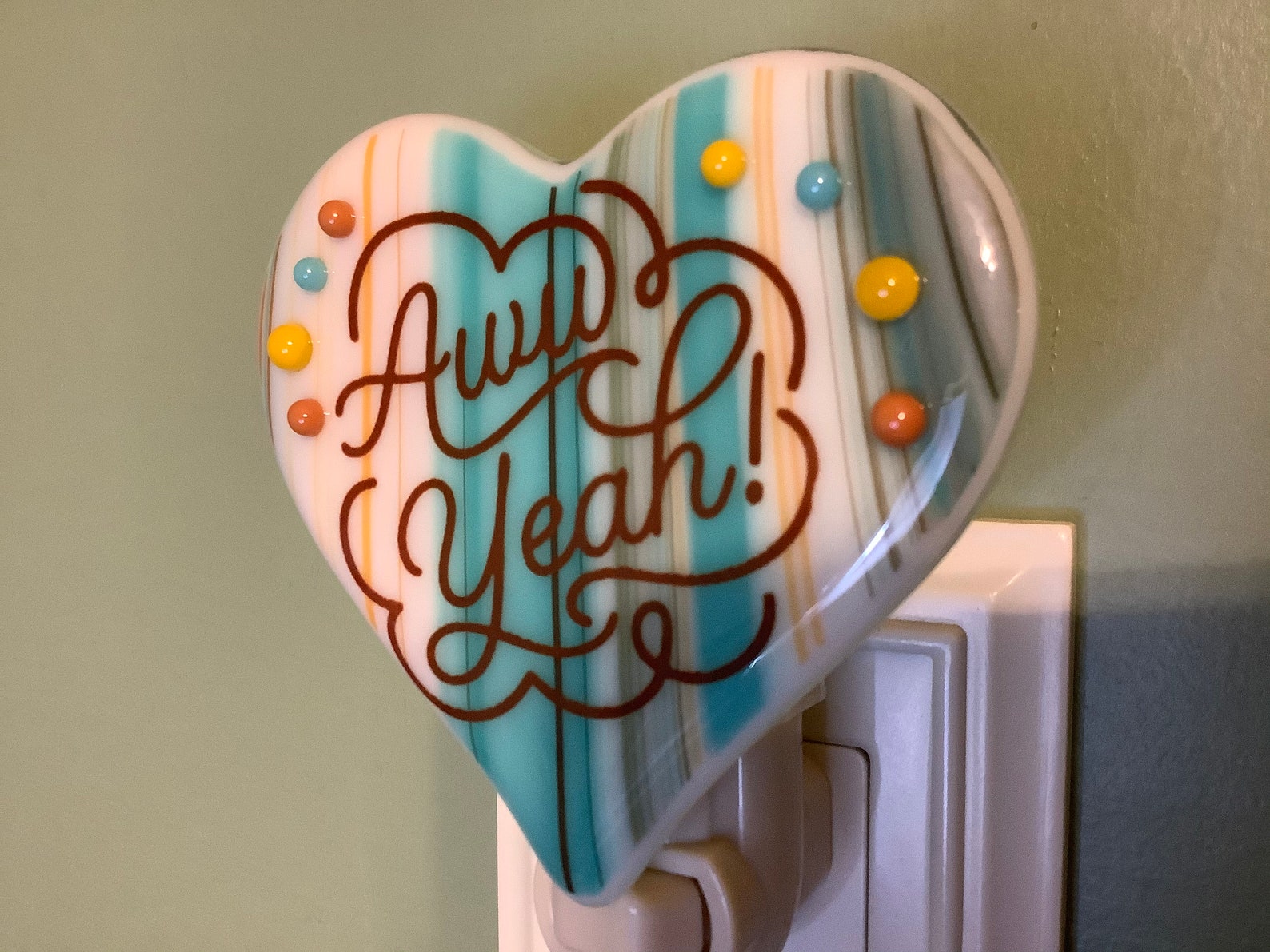 Heart Fused Glass Plug In Valentine Night Light in Etsy