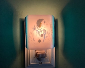 Mime Fused Glass Plug in Pierrot Night Light Outlet Sconce
