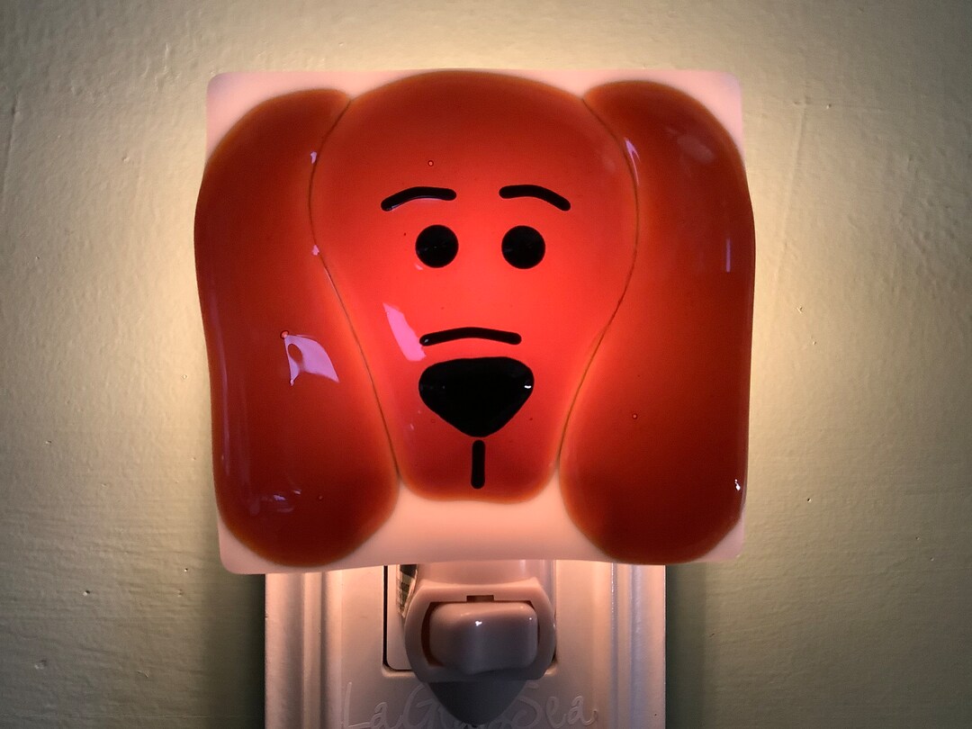 1 Fused Glass Brown Dog Night Light Etsy